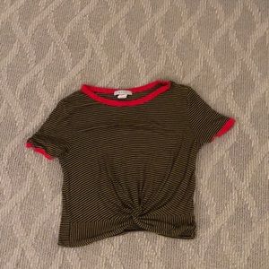 Black green and yellow striped shirt